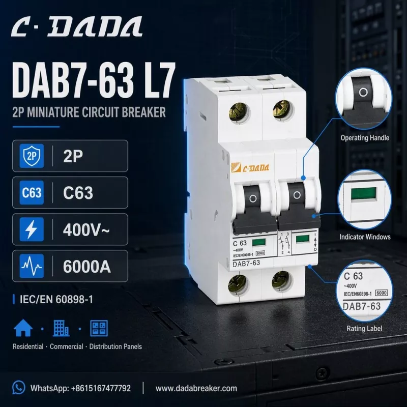 DAB7-63 L7 2P MCB - Protección transparente y compacta para paneles de distribución
